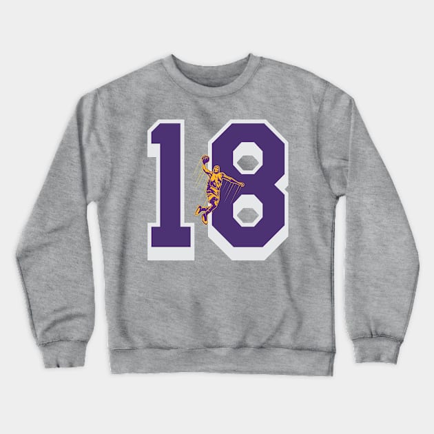 lakers number 18 Crewneck Sweatshirt by Basketball-Number